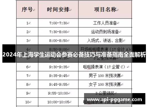2024年上海学生运动会参赛必备技巧与准备指南全面解析